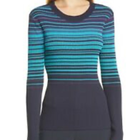 Hugo Boss Tops - Hugo Boss Women's Knit Top Navy Blue Size Medium Striped Ribbed NWT
